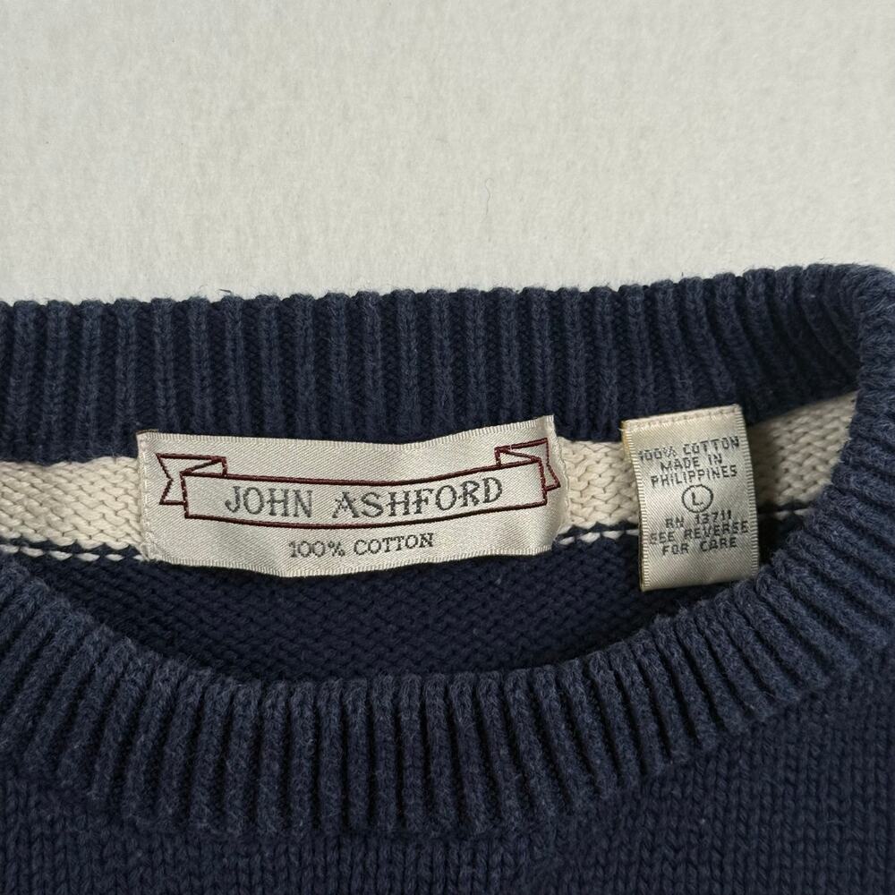 Vintage John Ashford striped oversized knit cotton crewneck sweater size large - Picture 4 of 10